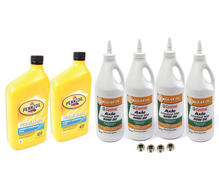 Differential, Transfer Case And Axle Service Kit For Range Rover P38 With GEMS Engine 1995 - 1998, Front And Rear, Includes Replacement Oil And Replacement Plugs