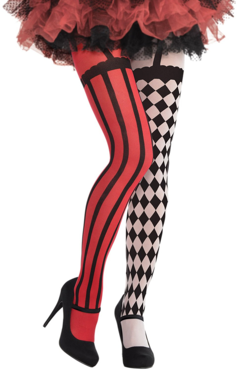 Freak Show Tights Clown Circus Fancy Dress Up Halloween Adult