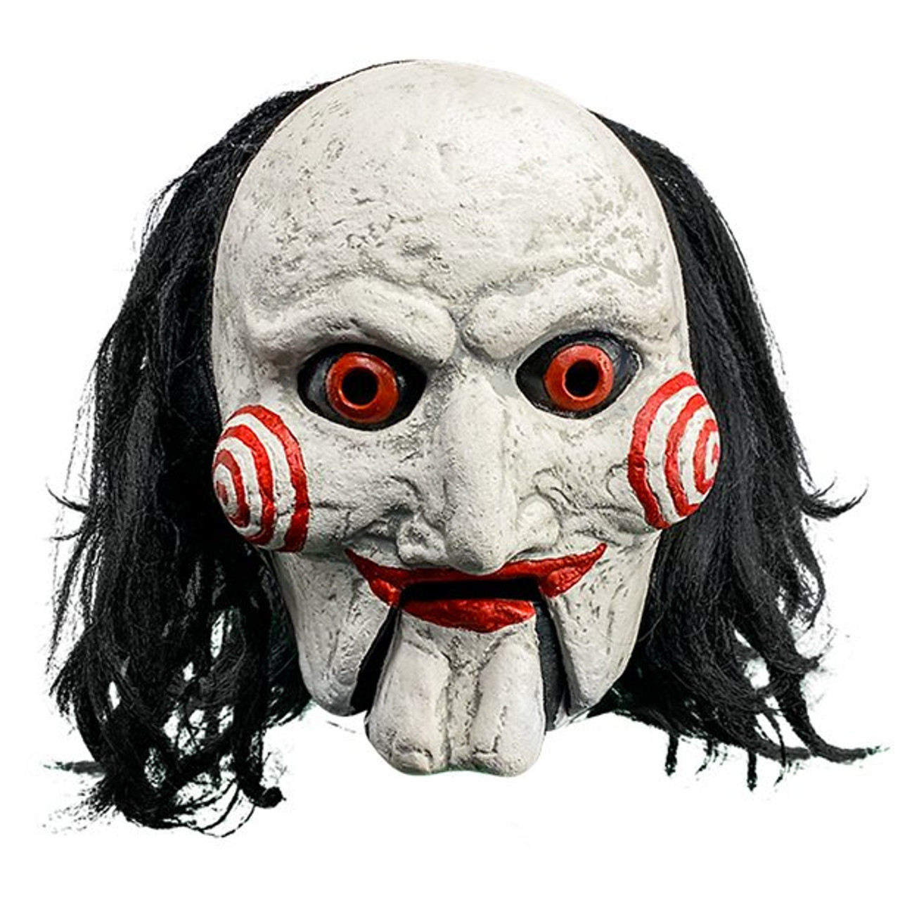 Billy Puppet Moving Jaw Latex Mask w/Hair Saw Adult Costume Accessory