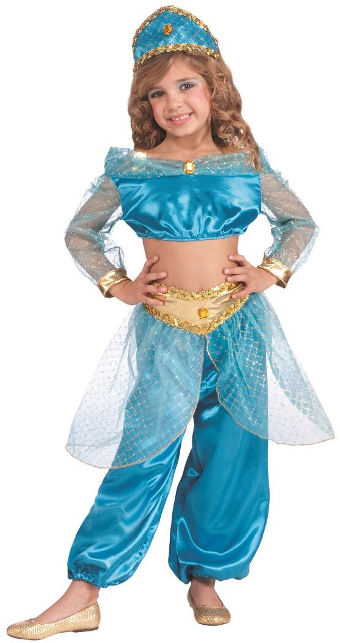 Arabian Princess Harem Girl Blue Genie Fancy Dress Up Halloween