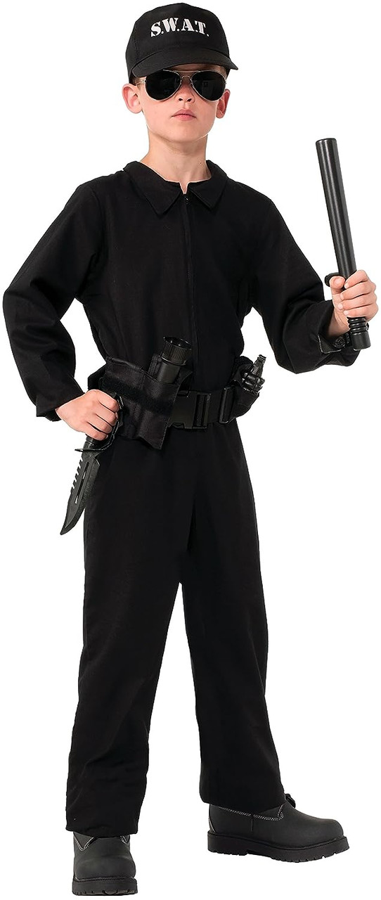 SWAT Team Jumpsuit Vest Halloween Police Officer Force Costume Adult Men