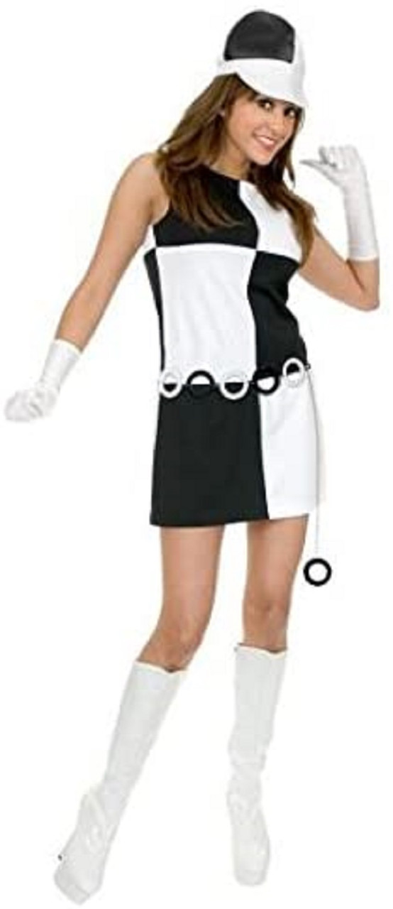 Go Go Girl 60s Mod Disco Hippie Black Pink Fancy Dress Halloween Adult  Costume - Parties Plus