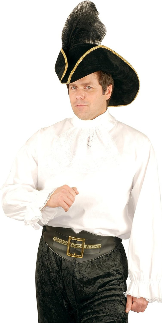 Pirate Shirt Mens - Black Costume For Buccaneer Fancy Dress