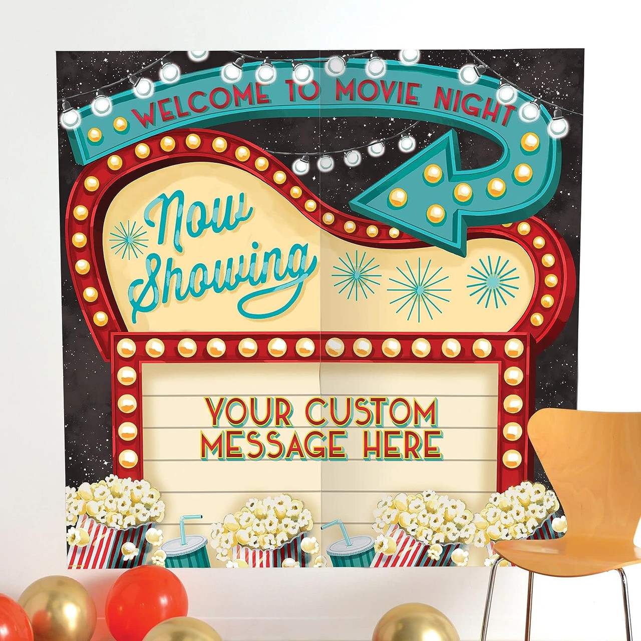 Movie Night Party Backdrop, Movie Night Hollywood Photography Backdrop,  Movie Theme Photo Booth Background 