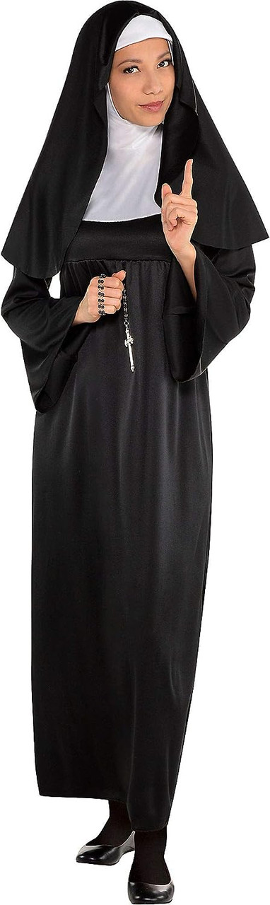 Sister Habit Catholic Nun Religious Black Fancy Dress Up Halloween Adult  Costume - Parties Plus
