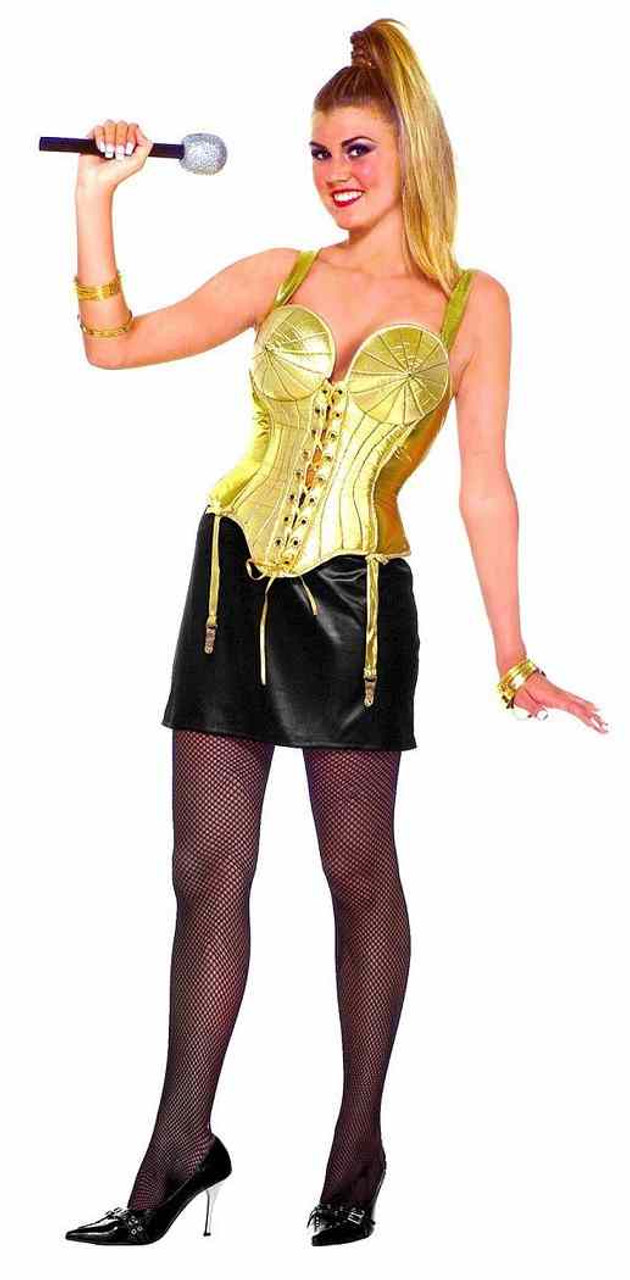 Pop Star 80's Madonna Rock Cone Bra Fancy Dress Up Halloween Sexy Adult  Costume