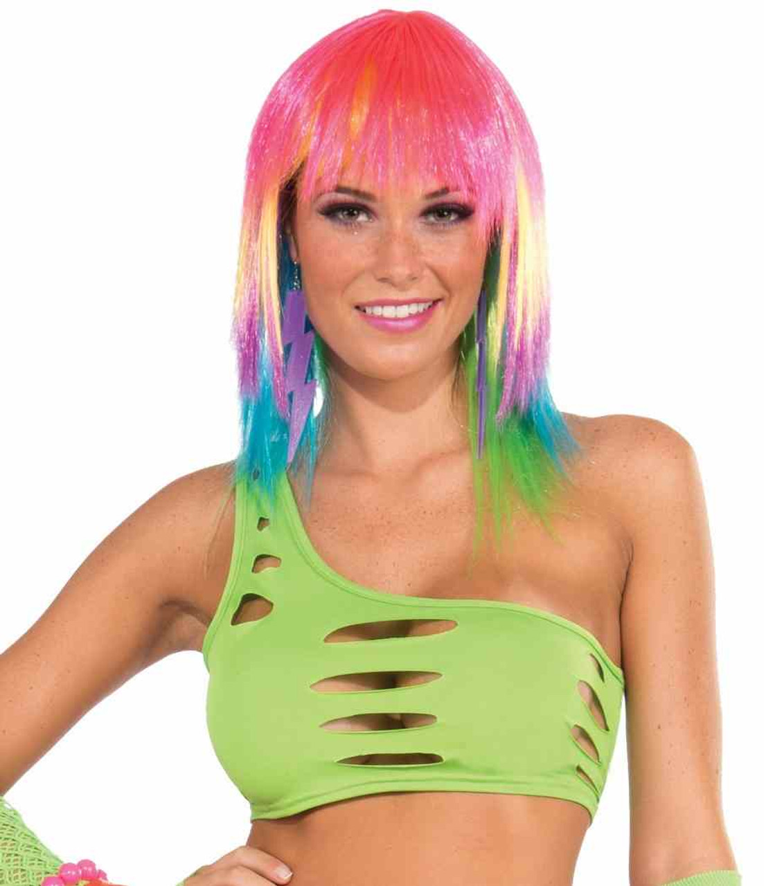 Cut Bra Top Club Rave Dance Party Halloween Adult Costume Accessory 5  COLORS - Parties Plus