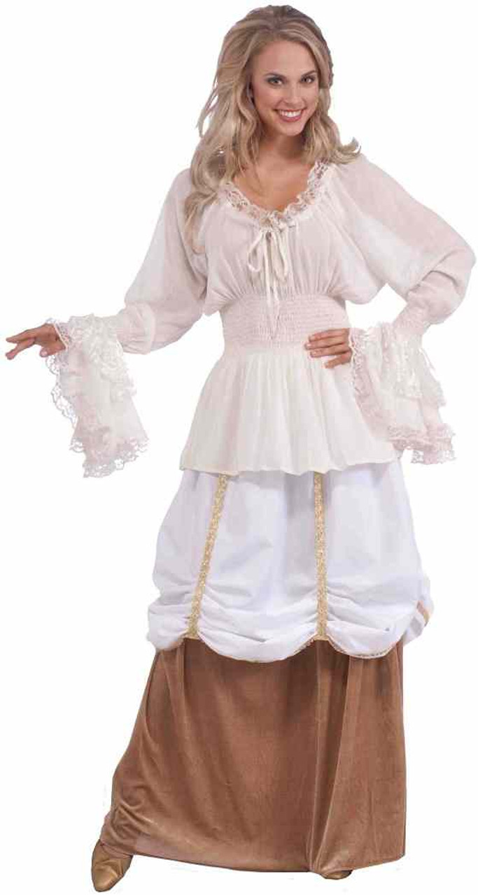Ruffled Adult Pirate Blouse | Adult | Womens | White | S | Fun Costumes