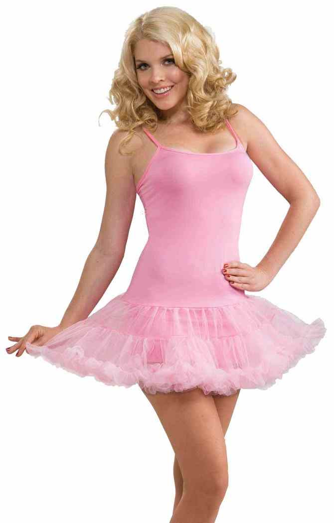 Slip Dress w/Attached Crinoline Skirt Petticoat Halloween Adult Costume 3  COLORS - Parties Plus
