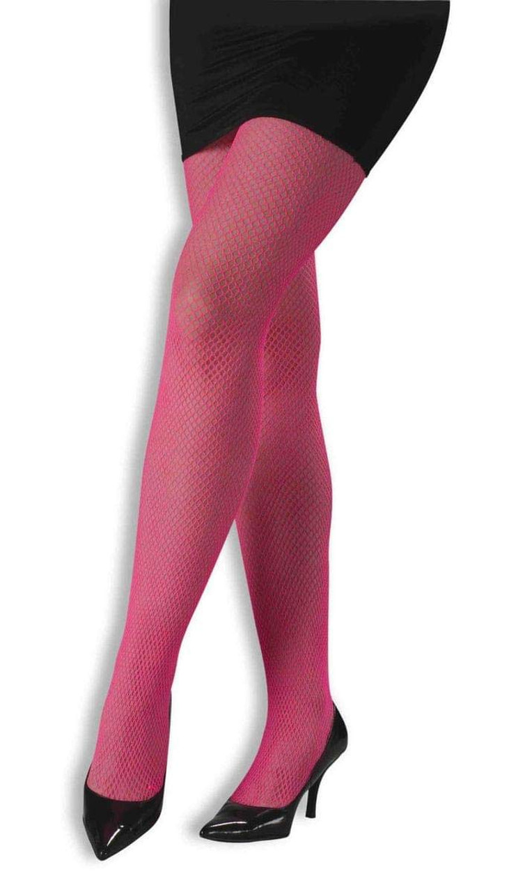 Ladies Sexy Neon Coloured Footless Fishnet Tights Fancy Dress