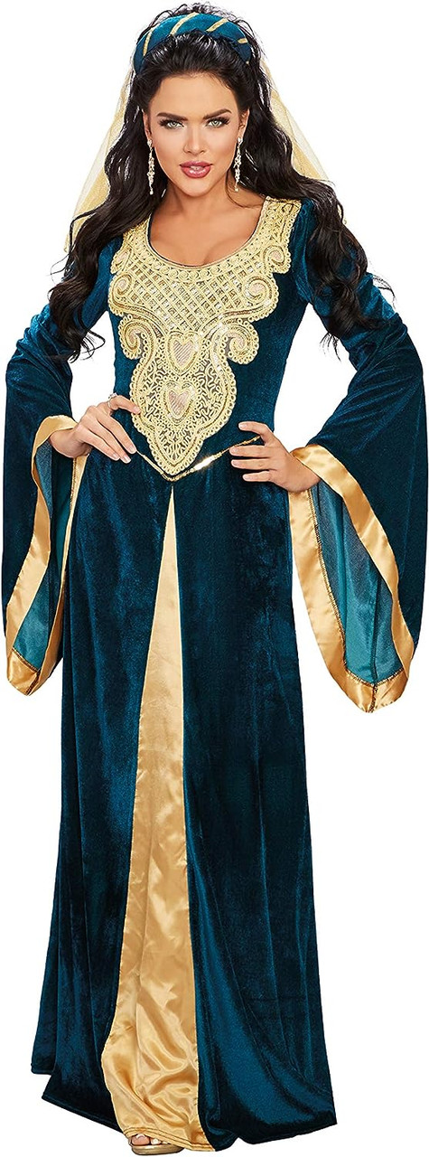 Medieval Maiden Renaissance Lady Queen Fancy Dress Up Halloween Adult ...