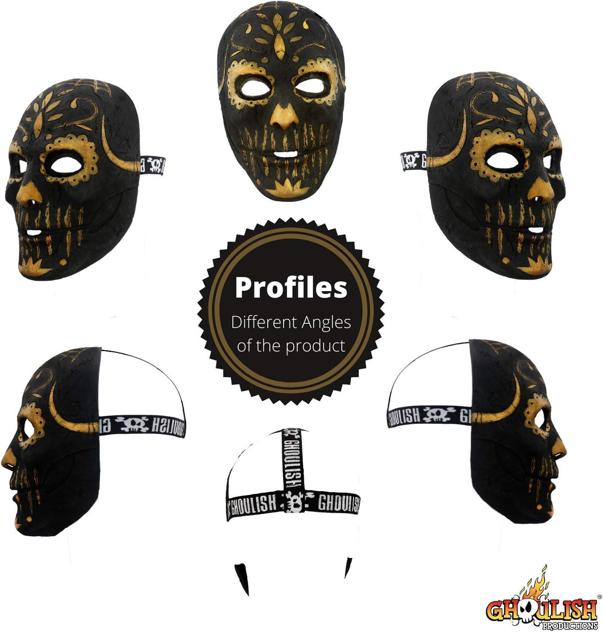 Gold Full Face Mask Halloween Costume Accessory