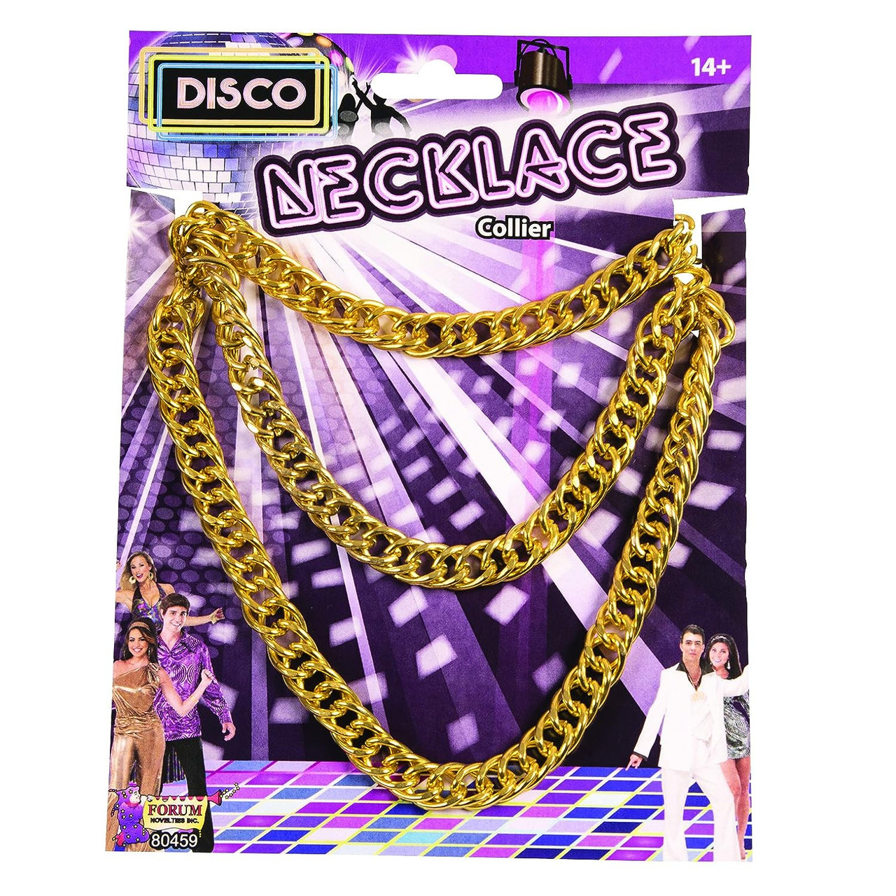 Gold Chain Necklace 70's Disco Fever Fancy Dress Halloween Costume  Accessory - Parties Plus