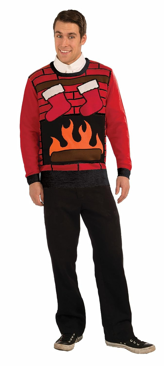 Christmas Eve Sweater Fireplace Fancy Dress Up Halloween Adult Costume Accessory
