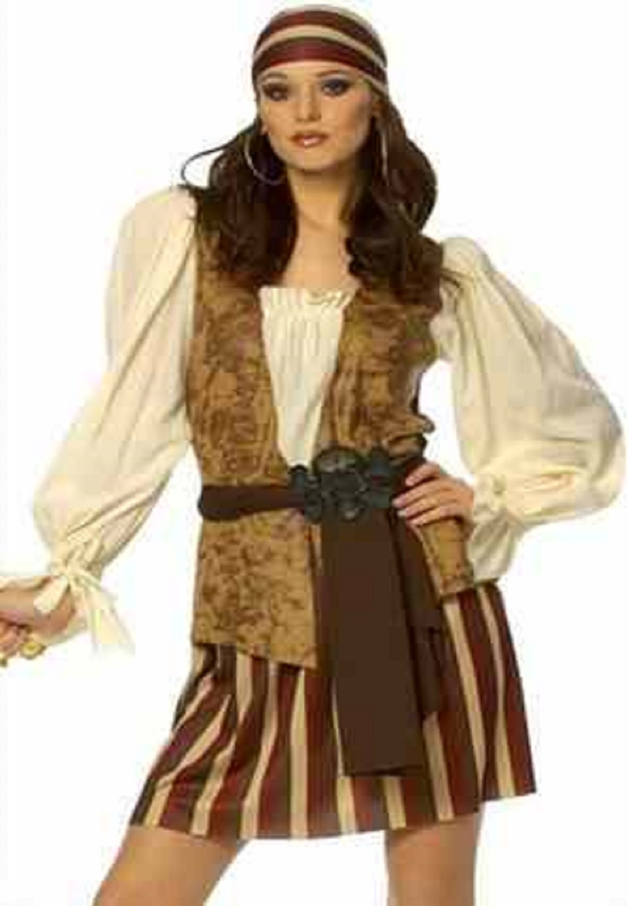 Peasant Pirate Wench Caribbean Lady Fancy Dress Up Halloween Sexy Adult  Costume - Parties Plus