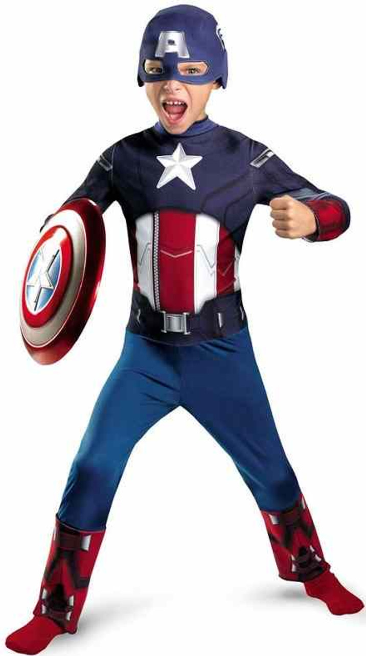 Disney Kids Captain America Costume Bodysuit Superhero Fancy Dress - 7-8  Years | eBay