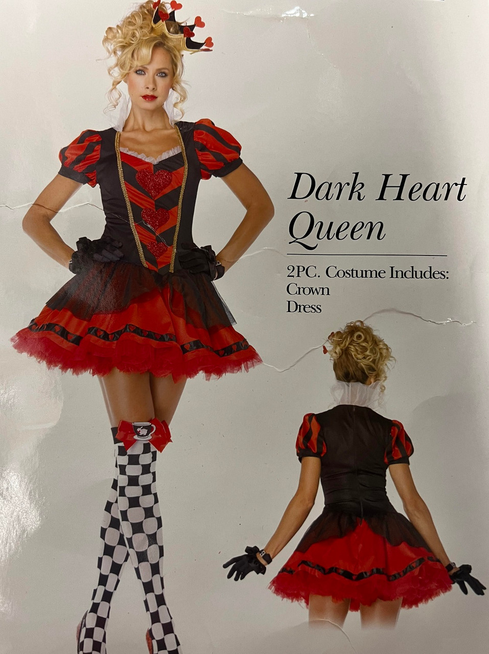 Dark Heart Queen Alice Wonderland Fancy Dress Up Halloween Sexy