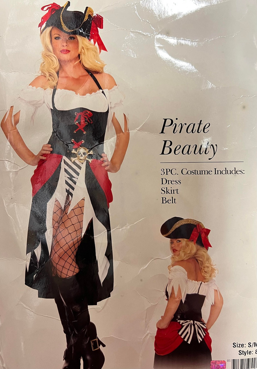 Stretchy Pirate Costume For Women Women's Pirate Wench Fancy Dress Costume  - Caribbean Halloween Outfit + Hat (Stretchy Material) Ladies Pirate  Costumes