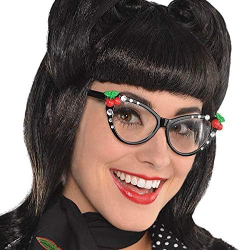 Rockabilly Cherry Glasses 50's Cat Eye Fancy Dress Halloween Costume  Accessory