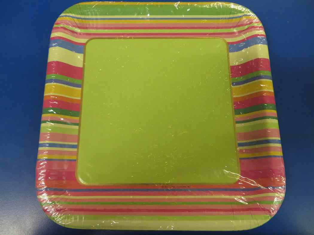 Colorful Stripes Party 9" Square Dinner Plates Parties Plus
