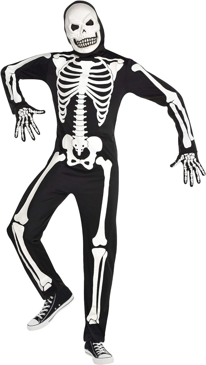 X-Ray Skeleton Skull Bones Black White Fancy Dress Up Halloween Adult  Costume - Parties Plus