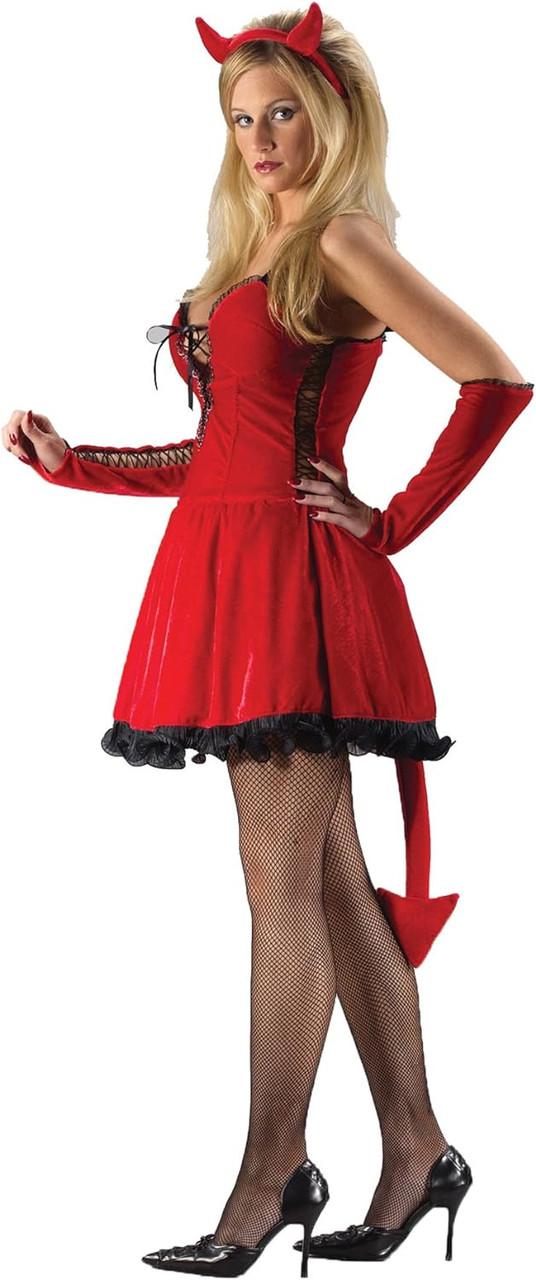 You Sexy Devil Satan Demon Girl Red Fancy Dress Up Halloween Adult Costume