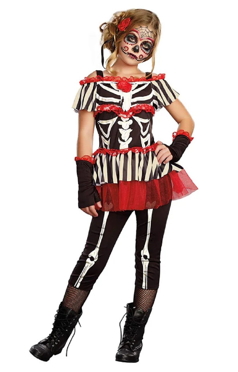 Senorita Bone-ita Day Dead Skeleton Girl Fancy Dress Up Halloween Child  Costume - Parties Plus