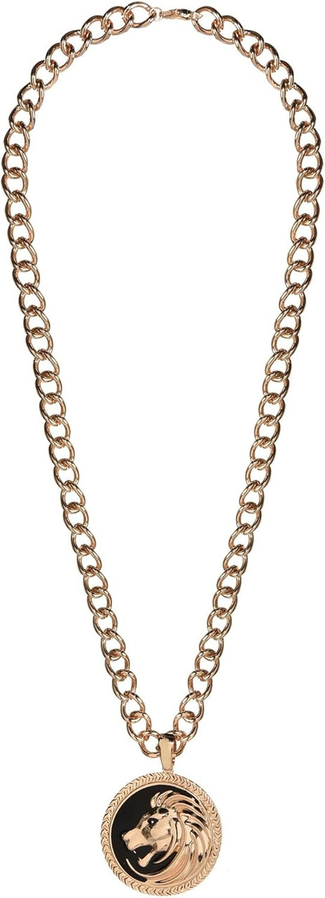 Lion Medallion Necklace 70' Disco Fever Fancy Dress Halloween Costume  Accessory - Parties Plus