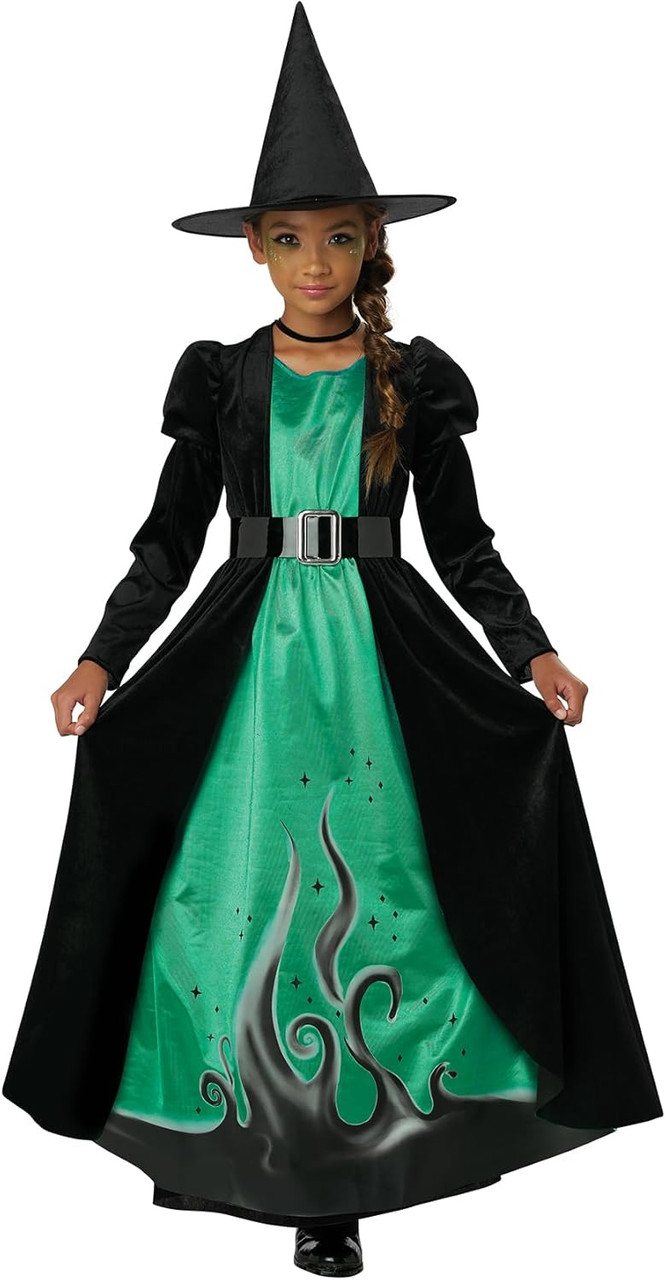 Marvelous Witch Wicked Black Green Fancy Dress Up Halloween Child Costume