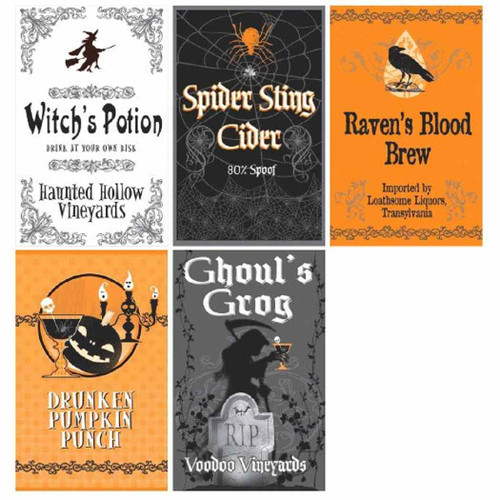 Witches Potion / Spider Sting Halloween Party Decoration Bottle Labels