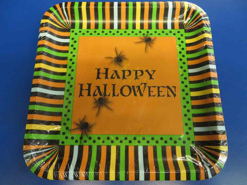 Spooky Spiders Halloween Party 9" Square Plates