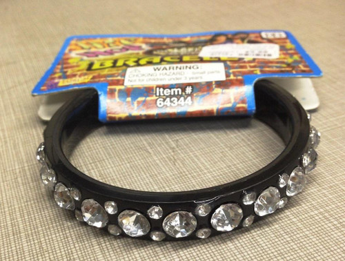 Black Rhinestone Bangle Bracelet Old School Hip Hop Costume Accessory