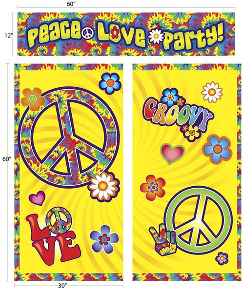 Hippie Decor 60's Theme Party Decoration Backdrop Set