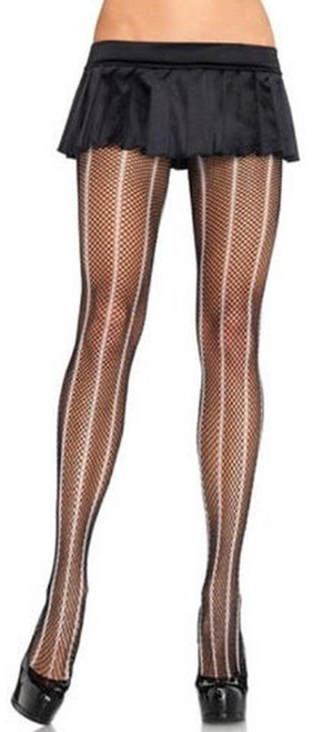 Fishnet Pantyhose w/Contrast Vertical Stripe Adult Costume Accessory