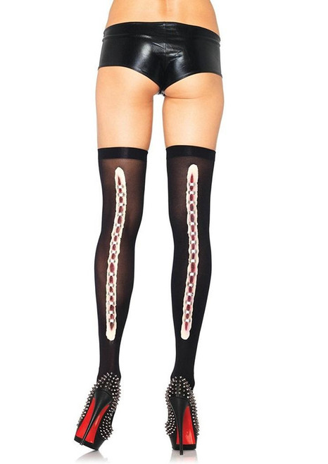 Opaque Thigh Highs w/Stapled Wound Backseam Adult Costume Accessory