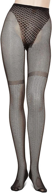 Micro Net Pantyhose w/Flower Keyhole Backseam & Faux French Cut Panty