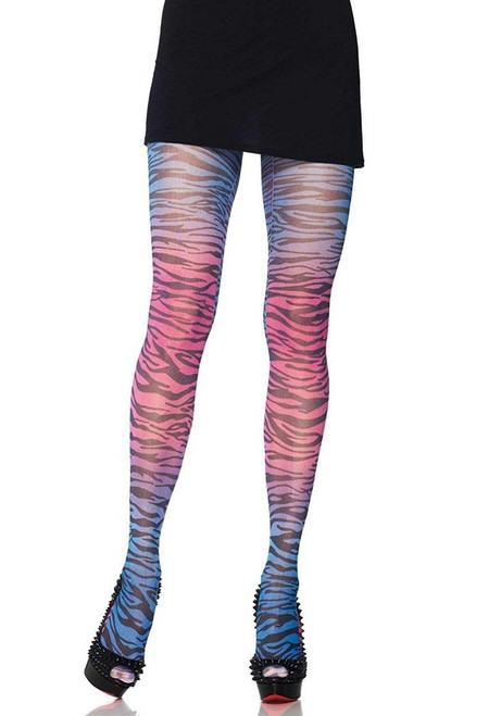 Rainbow Zebra Print Tights Adult Costume Accessory