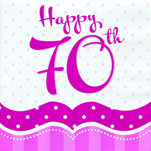 Perfectly Pink Birthday Party Luncheon Napkins - 70th Birthday