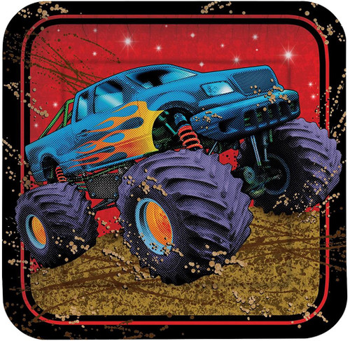 Mudslinger Monster Truck Birthday Party 7" Square Dessert Plates