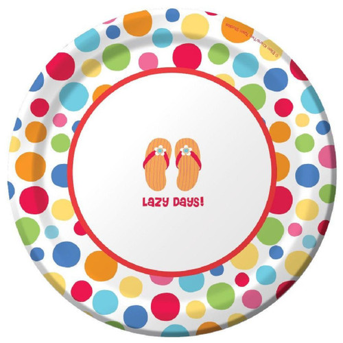 Lazy Days Flip Flop Luau Theme Party 7" Dessert Plates