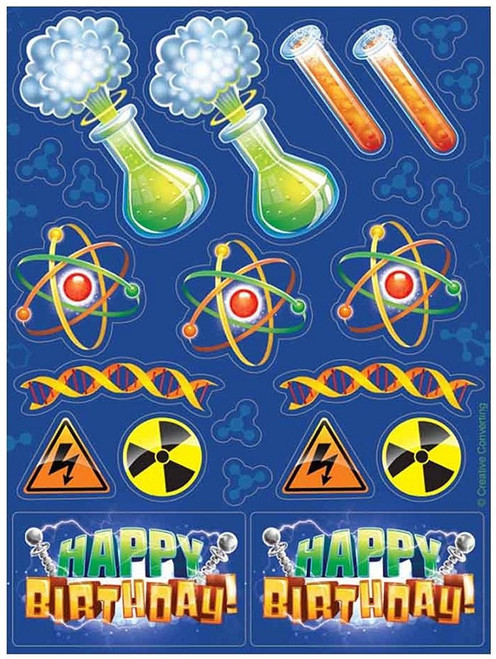 Mad Scientist Birthday Party Favor Stickers