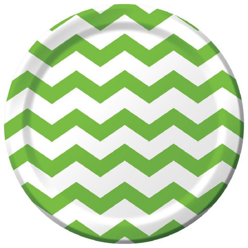 Chevron & Polka Dots Fresh Lime Party 9" Dinner Plates