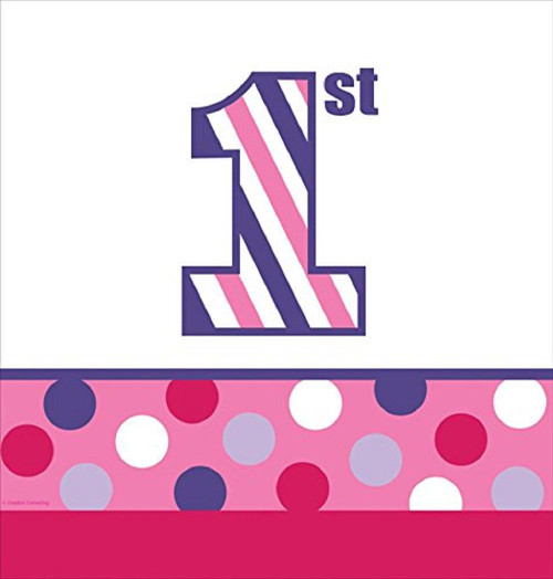 Sweet Stripes Girl 1st Birthday Party Decoration Plastic Tablecover