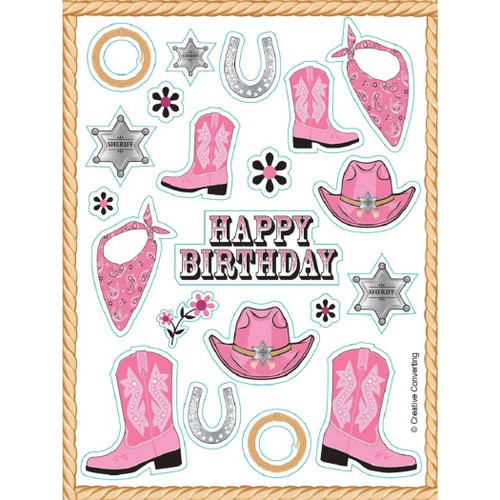 Pink Bandana Western Theme Party Favor Sticker Sheets