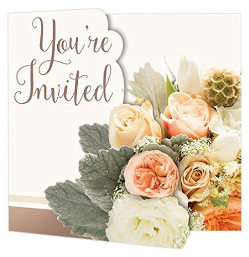 Rose Gold Bouquet Wedding Party Invitations
