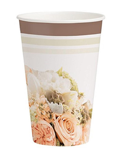 Rose Gold Bouquet Wedding Party 12 oz. Paper Cups