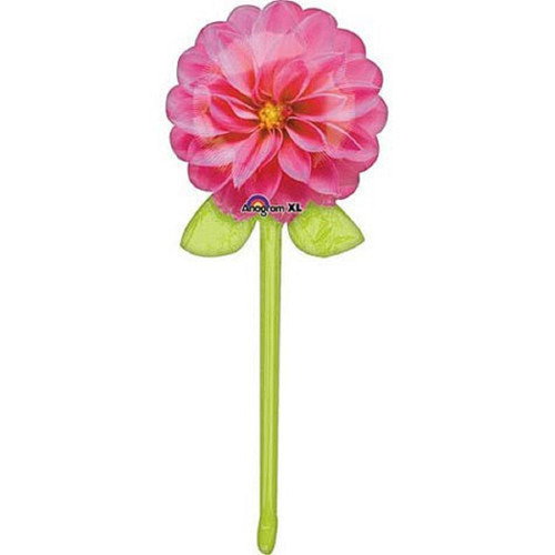 Pink Flower w/Stem Party Decoration 39" SuperShape Mylar Balloon