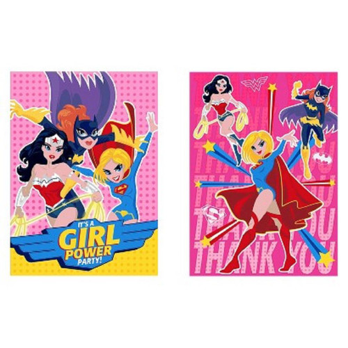 Justice League Girls Birthday Party Invitations & Thank You Notes