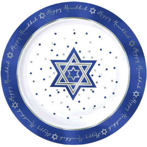 Happy Hanukkah Holiday Party 7.5" Premium Plastic Dessert Plates