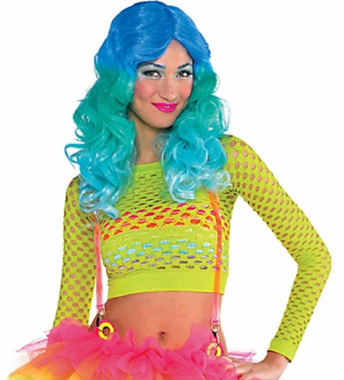 Electric Party Fishnet Crop Shirt Adult Costume Accessory